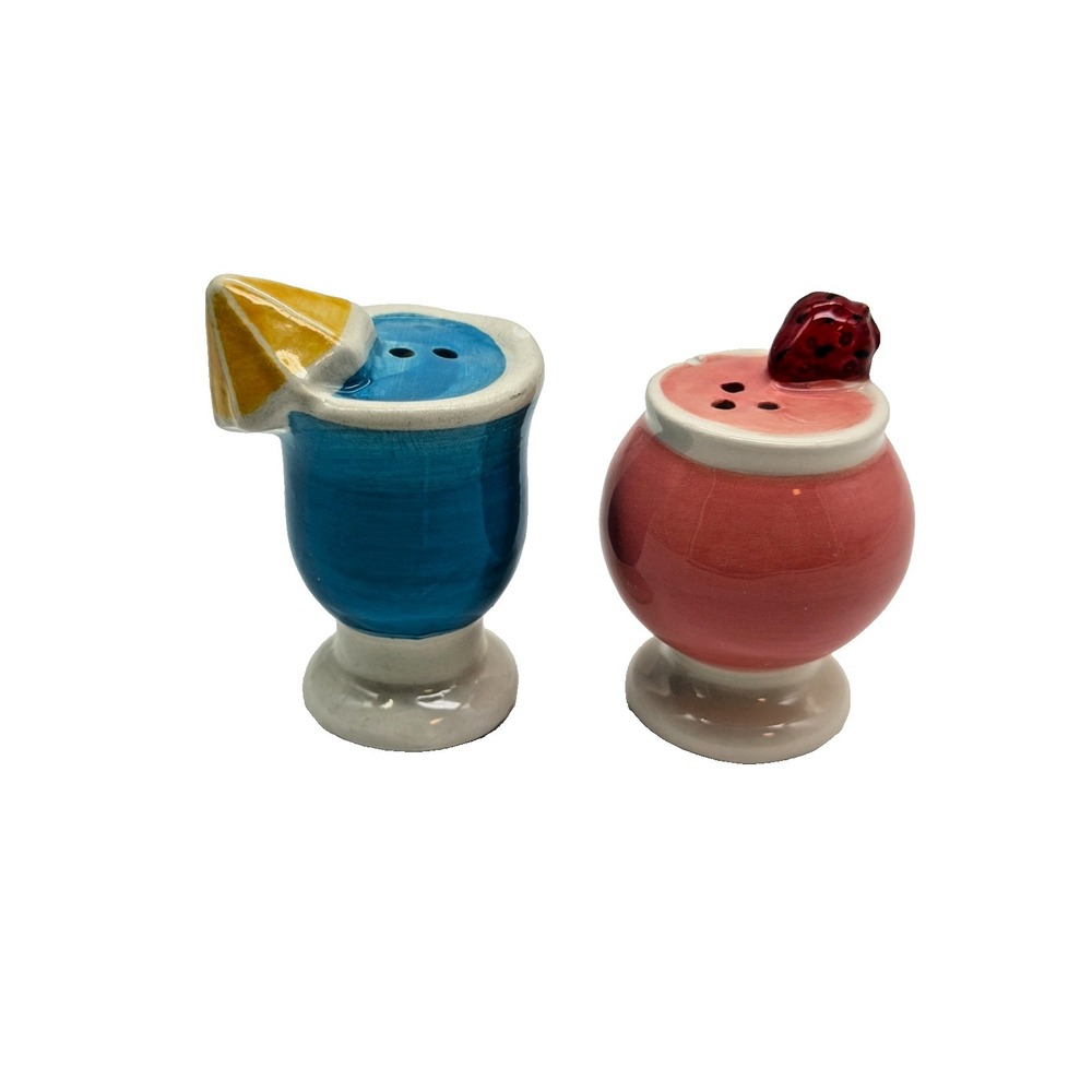 Ceramic Tropical Cocktail Drink Salt & Pepper Shakers Summer Tiki Party Bar